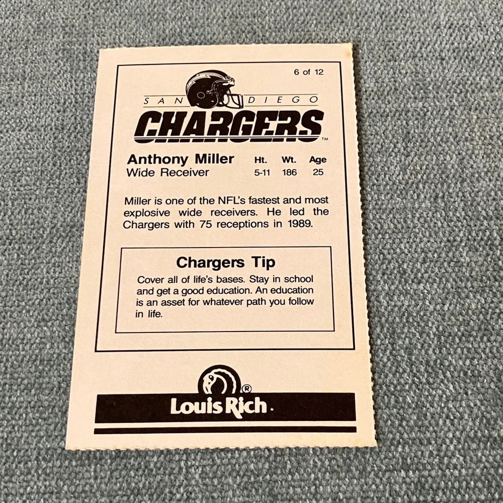 Chargers NFL Football Trading Card Football Card